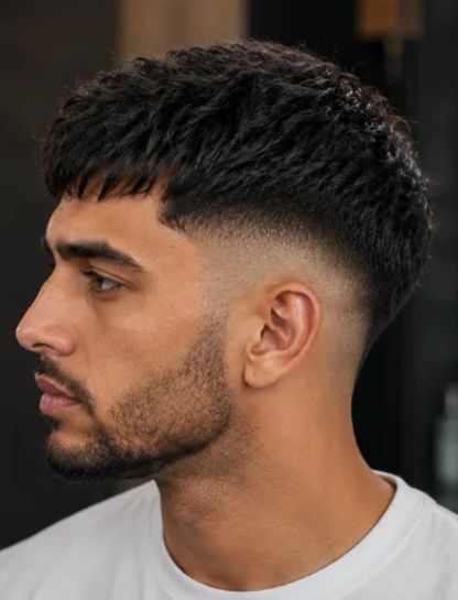 Burst Fade French Crop for Thick Hair