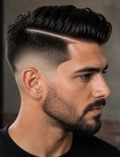 Burst Fade Hard Part for Thick Hair