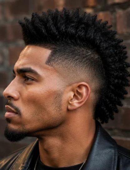 Burst Fade Mohawk for Thick Hair
