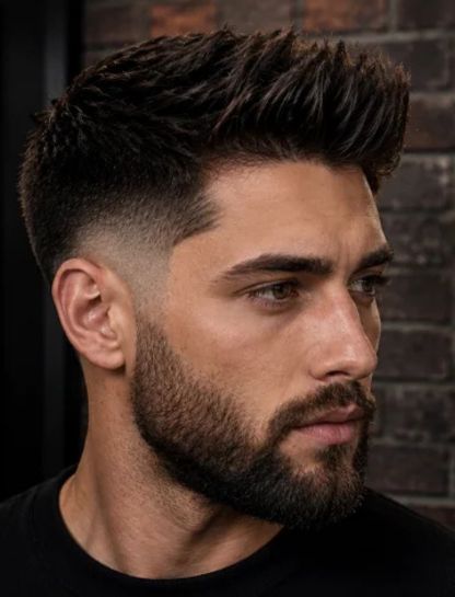 Burst Fade with Brush Up Hair