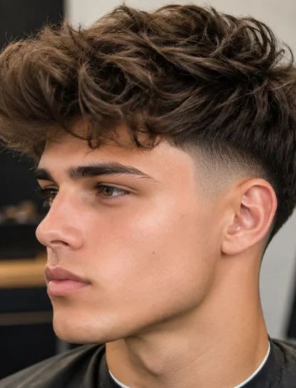 Burst Fade with Fluffy Hair