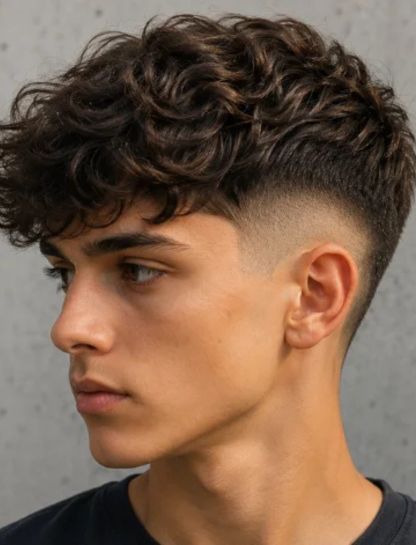 Burst Fade with Wavy Hair