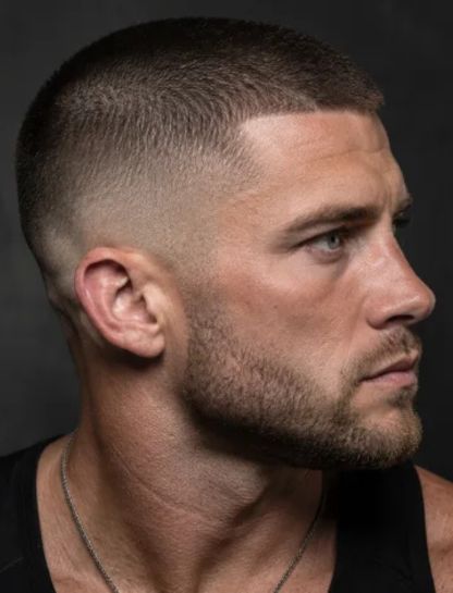 Buzz Cut Low Burst Fade