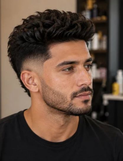 Classic Burst Fade with Thick Top