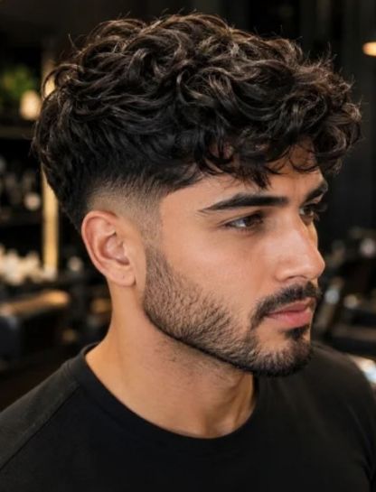Classic Wavy Hair Burst Fade