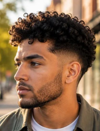 Curly Burst Fade for Thick Hair
