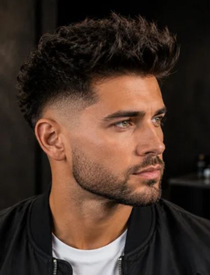 Faux Hawk Wavy Burst Fade