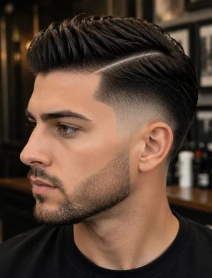 Hard Part Burst Fade Comb Over