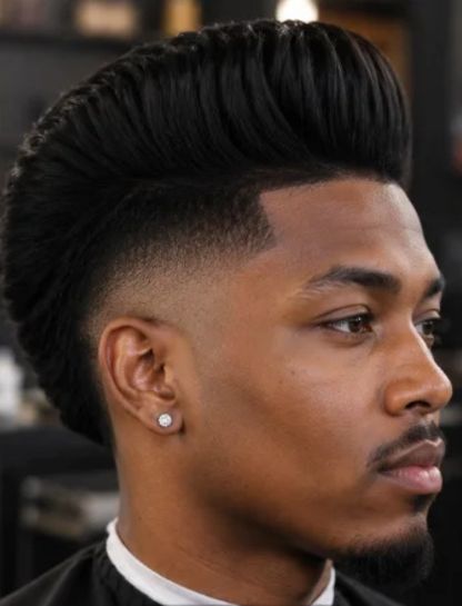 High Burst Fade Pompadour
