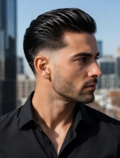 High Burst Fade Slick Back