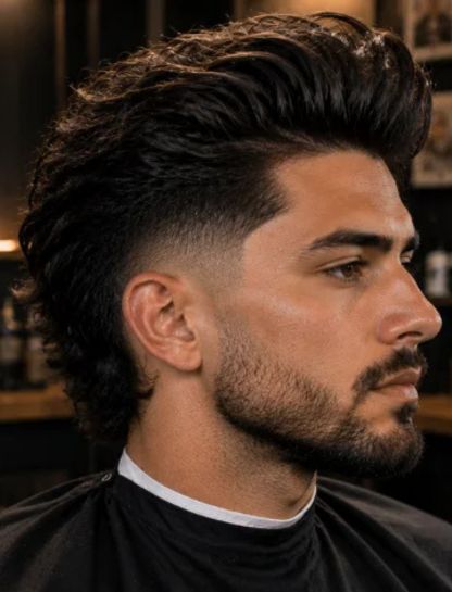 Long Burst Fade Pompadour