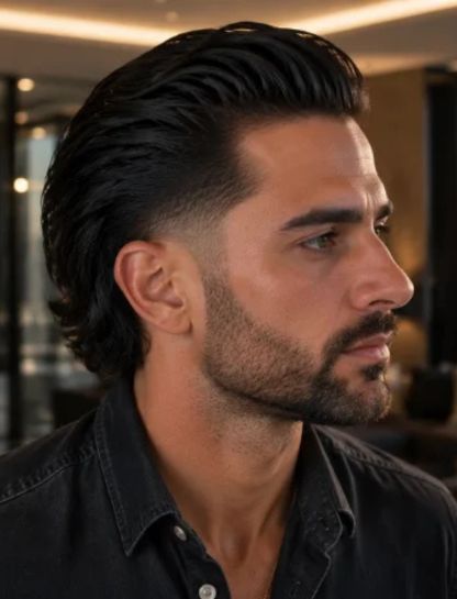Long Hair Slick Back Burst Fade