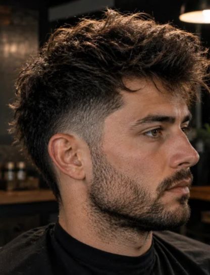 Messy Burst Fade Pompadour