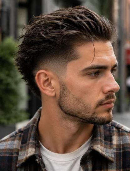 Messy Slick Back Burst Fade