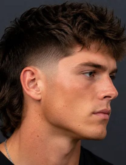 Mid Burst Fade Mullet