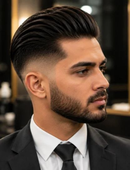 Mid Burst Fade Slick Back