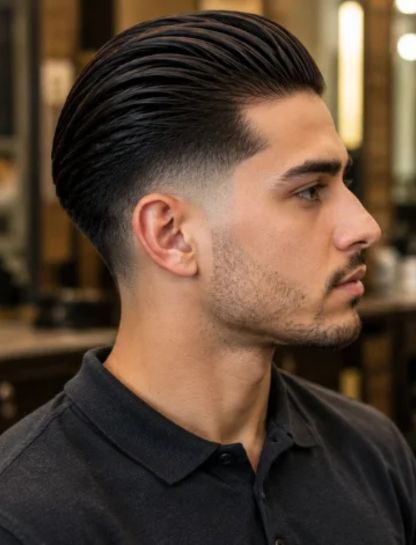 Mid Burst Fade Slick Back
