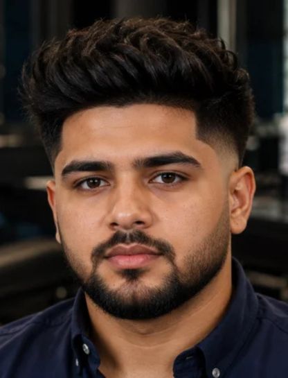 Mid Burst Fade for Thick Hair