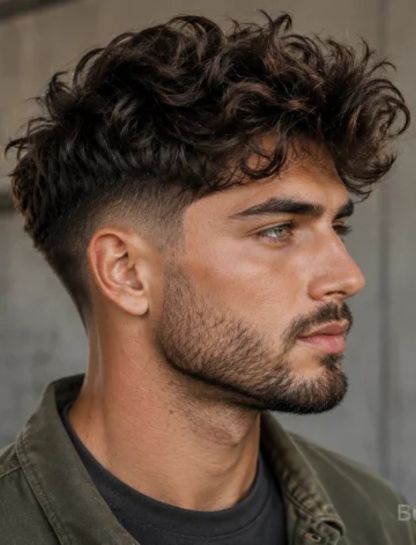 Mid Wavy Burst Fade