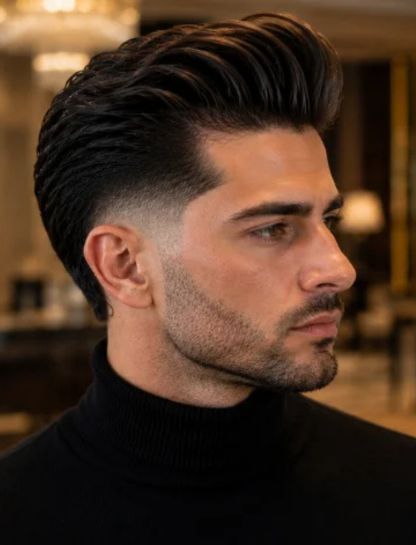 Pompadour Slick Back Burst Fade