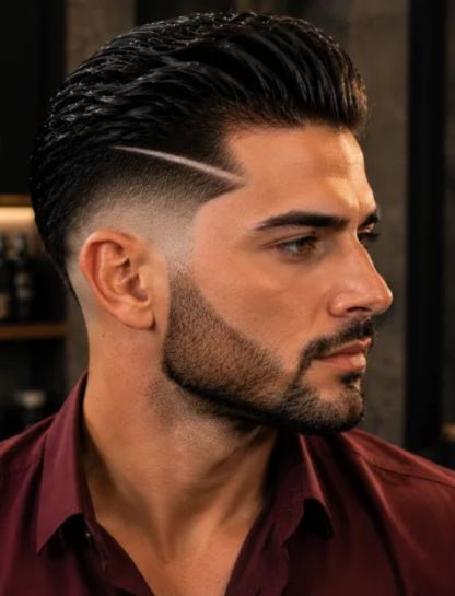 Razor Line Burst Fade Slick Back