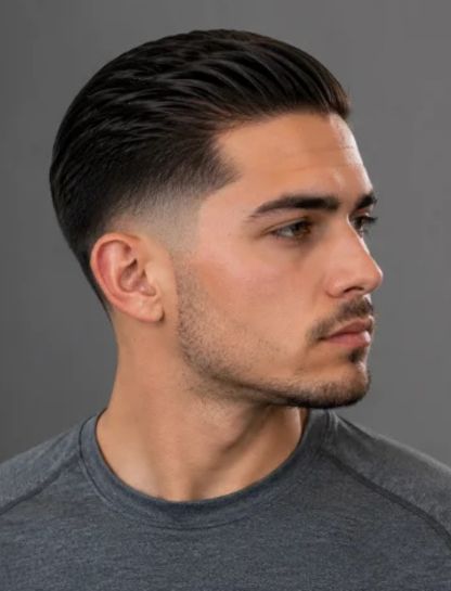 Short Slick Back Burst Fade