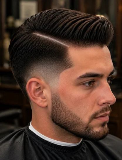 Side Part Burst Fade Comb Over