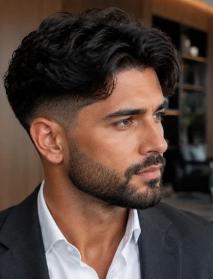 Side-Part Wavy Burst Fade