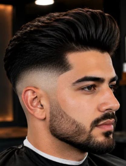 Skin Burst Fade Pompadour