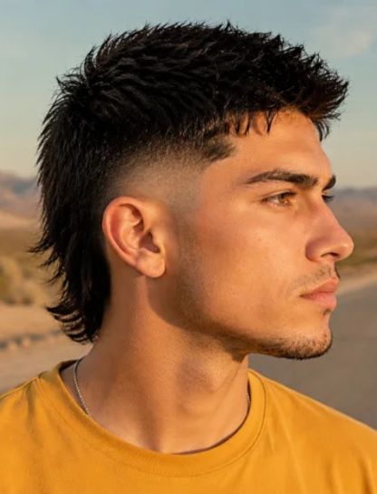 Straight Burst Fade Mullet