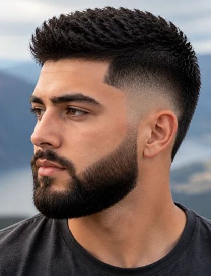 Straight Burst Fade with Beard