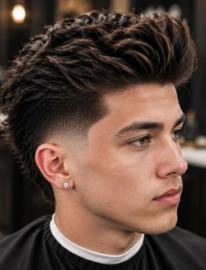 Textured Burst Fade Pompadour