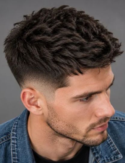 Textured Burst Fade for Thick Hair