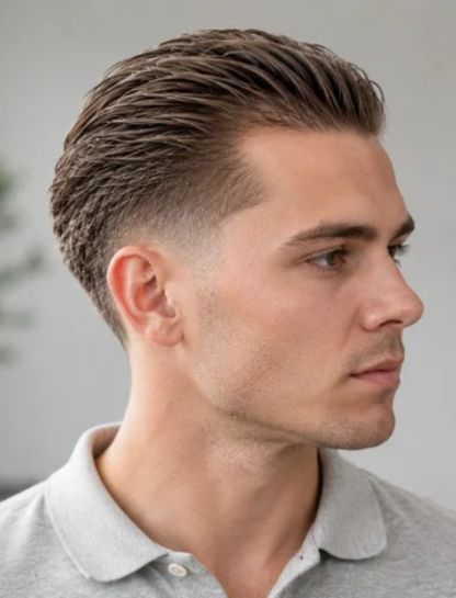 Thin Hair Slick Back Burst Fade