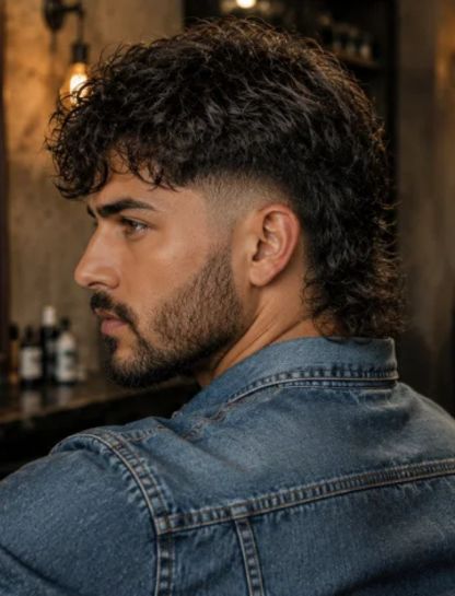 Wavy Burst Fade Mullet