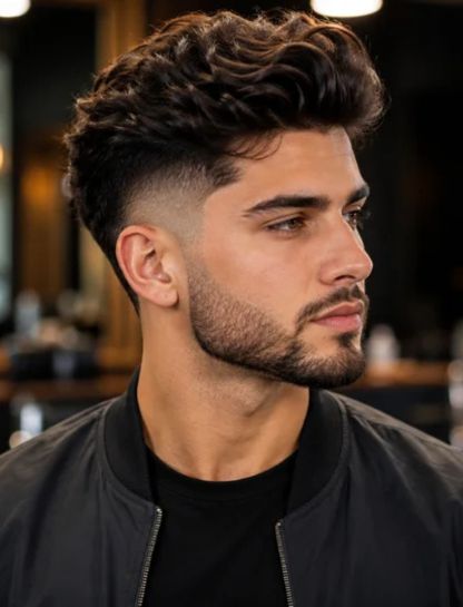 Wavy Burst Fade Pompadour