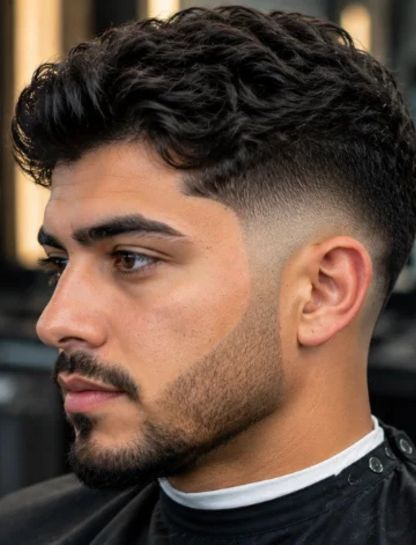 Wavy Mid Burst Fade